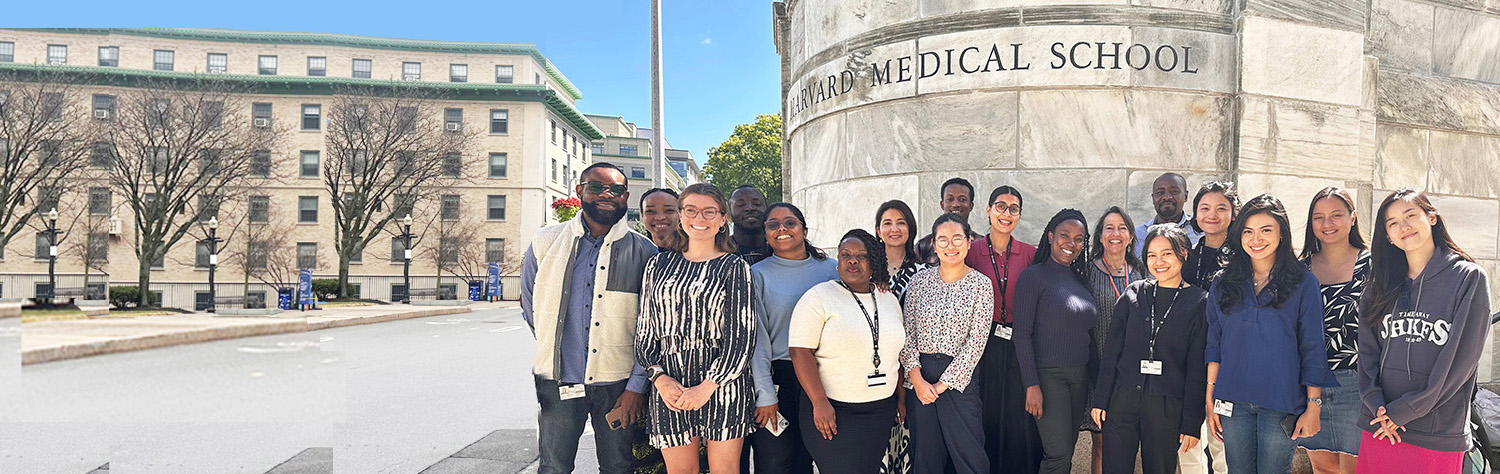 Class of 2026 by the Harvard Medical School wall