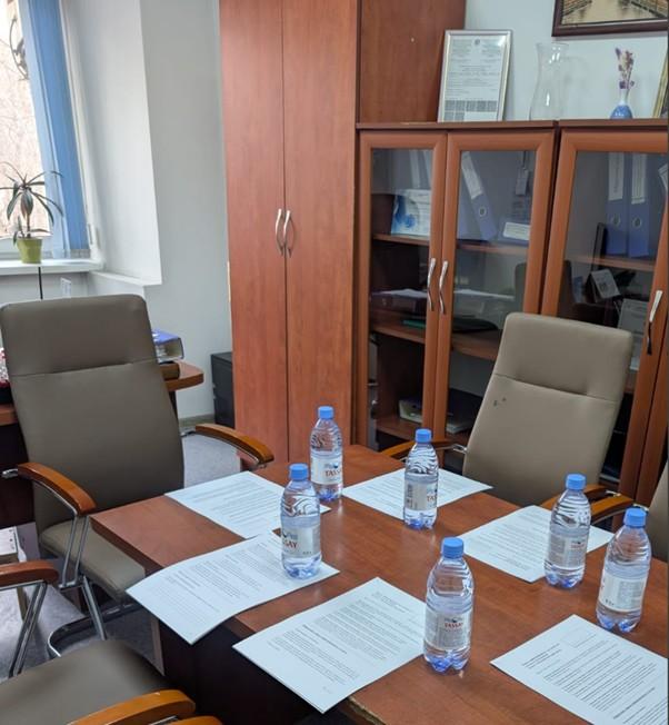 Table with bottles of water