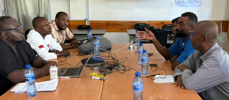 People talking at a table