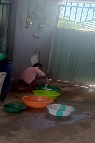 Woman washing clothes