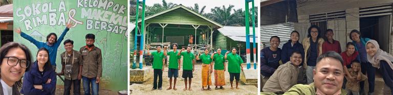 Three photos of research teams in Indonesia