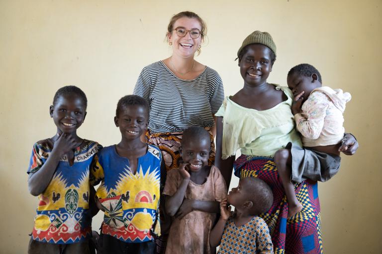 Photo of two women and children