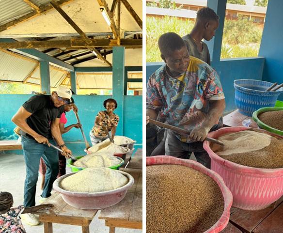 People preparing food in Sierra Leone